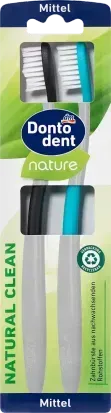 Зубна щітка ручна Dontodent Nature Natural Clean, середня, 2 шт 4066447714487 фото