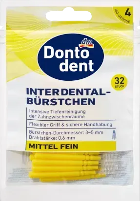 Міжзубні йоршики Dontodent ISO 4, 32 шт &mdash; конічні щетинки, гнучка ручка 4067796187533 фото