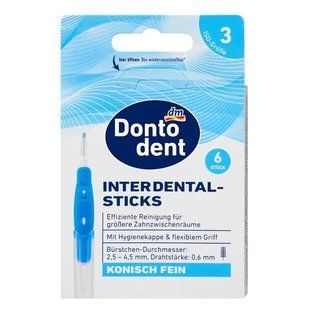 Dontodent міжзубні йоржики ISO 3 (0.6 мм) сині 6 шт 4067796110067 фото