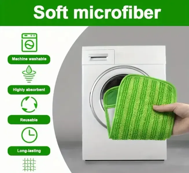 Багаторазова мікрофібра для швабри Swiffer на липучках (14 &times; 28.5 см) Зелена 80065400000 фото