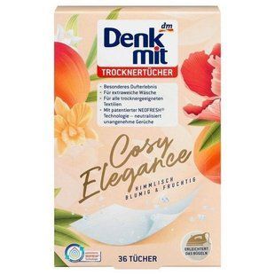 Ароматизированные салфетки для белья, полотенец в сушилке Denkmit Trocknert&uuml;cher Cosy Elegance 36 шт 4058172348754 фото