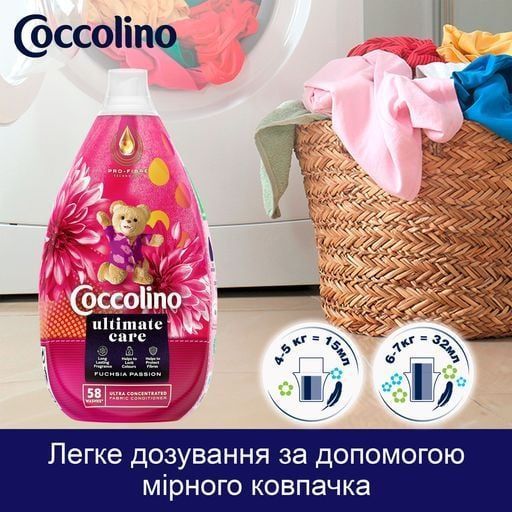 Кондиціонер для прання концентрат Coccolino Ultimate Care Fuchsia Passion, 58 прань, 870 мл 8720181414916 фото