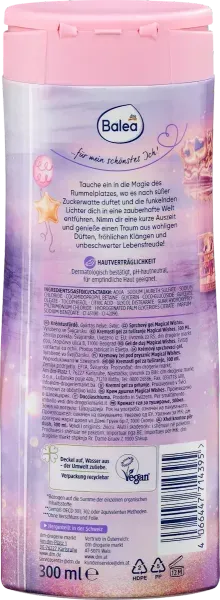 Крем-гель для душа Balea Magical Wishes с ароматом сахарной ваты 300 мл 4066447714395 фото