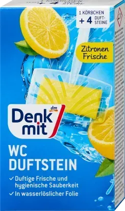 Ароматизатор для унітаза Denkmit WC Duftstein Zitronen-Frische, лимонна свіжість, 4 шт 4066447790597 фото