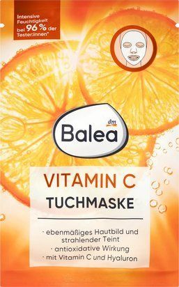 Тканевая маска Balea Vitamin C с гиалуроном, 1 шт | антиоксидантный уход, сияние кожи, интенсивное увлажнение 4066447314540 фото
