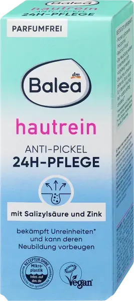 Крем проти прищів та чорних цяток Balea Anti-Pickel 24h Pflege Hautrein, 50 мл 4067796195866 фото