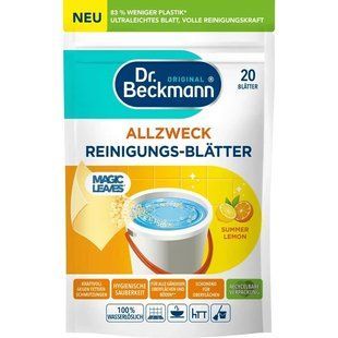 Листки (салфетки водорастворимые) для уборки универсальные Летний лимон Dr.Beckmann, 20 шт 4008455097411 фото