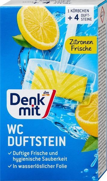 Ароматизатор для унітаза Denkmit WC Duftstein Zitronen-Frische, лимонна свіжість, 4 шт 4066447790597 фото