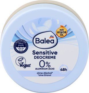 Balea Sensitive Deocreme 50 мл | 48 год захисту без спирту й соди, кокосова олія + бісаболол для чутливої шкіри 4067796210057 фото