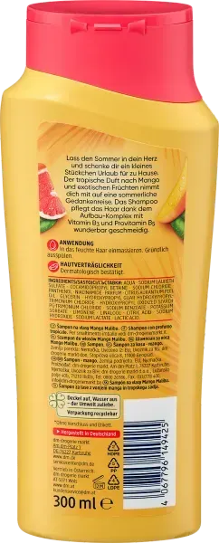 Шампунь Balea Shampoo Mango M&aacute;laga 300 мл питание и мягкость волос 4067796149425 фото