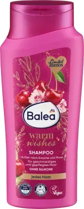 Шампунь Balea Shampoo Warm Wishes 300 мл уход и мягкость волос с ароматом вишни и розы 4066447719499 фото