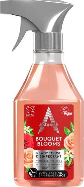 Дезінфікуючий очищувач-спрей Astonish Букет квітів, для поверхонь, знищує 99,9% бактерій та вірусів, 550 мл 5060060214705 фото