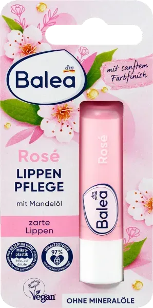 Бальзам для губ Balea Lippenpflege Ros&eacute; з мигдалевою олією та олією ши, 4,8 г 4067796174878 фото