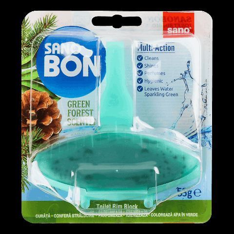 Туалетний блок Sano Green Forest Scented з ароматом хвойного лісу, очищення та захист від нальоту, 55 г 7290102990030 фото