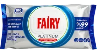 Антибактеріальні вологі серветки Fairy Platinum (100 шт.): Бездоганна чистота та блиск за одну мить 8681554633146 фото