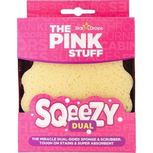 Універсальна двостороння губка- скрубер The Pink Stuff Squeezy Dual scrubber для прибирання різних поверхонь 1 шт 5060033823453 фото