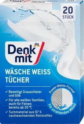 Салфетки для восстановления белого цвета Denkmit W&auml;sche-Weiss-T&uuml;cher 20шт 4066447218510 фото