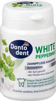 DontoDent Kaugummi Peppermint з ксилітом 50 шт &mdash; без цукру, свіже дихання, vegan 4067796160314 фото