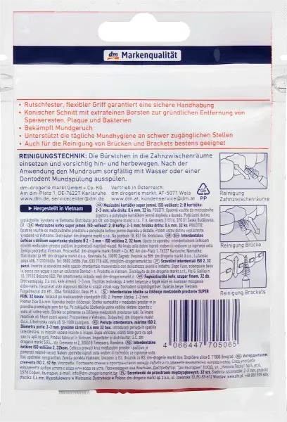 Ультратонкі міжзубні щітки Dontodent Interdentalb&uuml;rsten ISO 2 (0,4 мм), 32 шт 4066447705065 фото