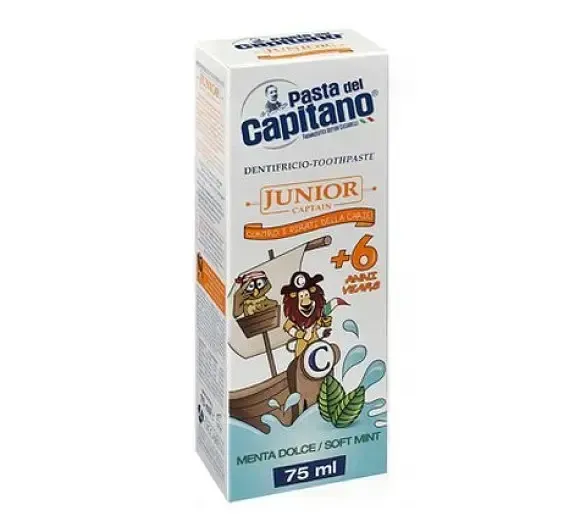 Зубна паста Pasta Del Capitano Junior Soft Mint 6+, 75 мл для дітей від 6 років 8002140035401 фото