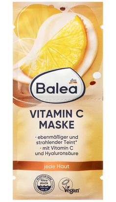 Маска для лица Balea Gesichtsmaske Vitamin C 16 мл 2 x 8 сияние и увлажнение с вит.С и гиалуроновой кислотой 4066447382341 фото