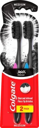 Зубна щітка Colgate 360 Charcoal Black, 2 шт. 8718951197183 фото