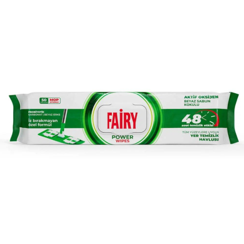 Салфетки влажные для уборки пола Fairy Power с ароматом белого мыла, 50 шт 8681554633221 фото