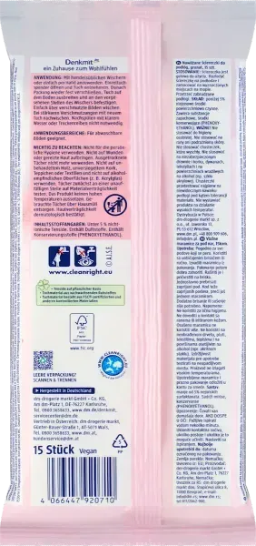 Влажные салфетки для пола Denkmit Granatapfel, 15 шт 4066447920710 фото