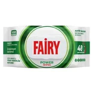 Вологі серветки для прибирання Fairy Power Wipes, 100 шт 8681554633108 фото