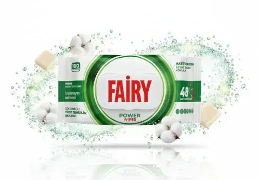 Вологі серветки для прибирання Fairy Power Wipes, 100 шт 8681554633108 фото