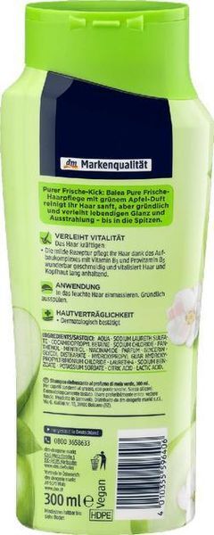 Шампунь для жирных волос с сухими кончиками Balea Shampoo Pure Frische 300 мл 4066447468175 фото