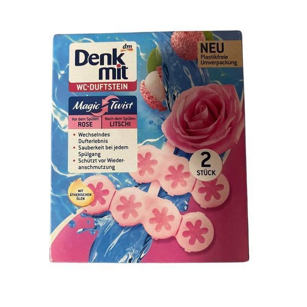 Підвісний блок Denkmit WC-Stein Magic Twist для унітазуз ароматом троянд і лічі 2шт 4066447584646 фото