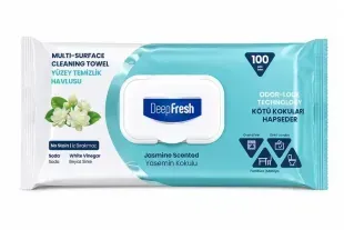 Вологі серветки для очищення поверхонь Deep Fresh Vinegar & Baking Soda Jasmine, з оцтом і харчовою содою, 100 шт. 8681554635645 фото