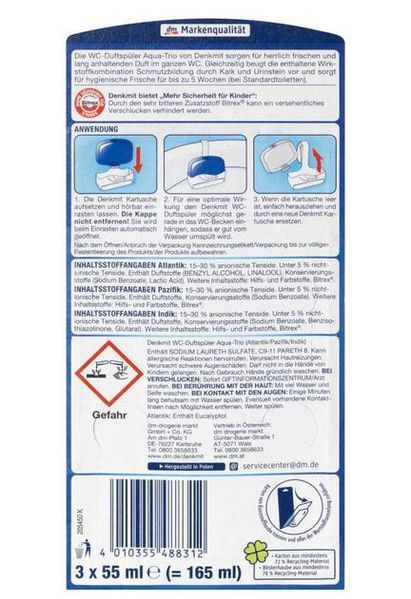 Туалетні блоки для унітазу Denkmit Aqua-Trio, 3 шт (Німеччина) 4010355488312 фото